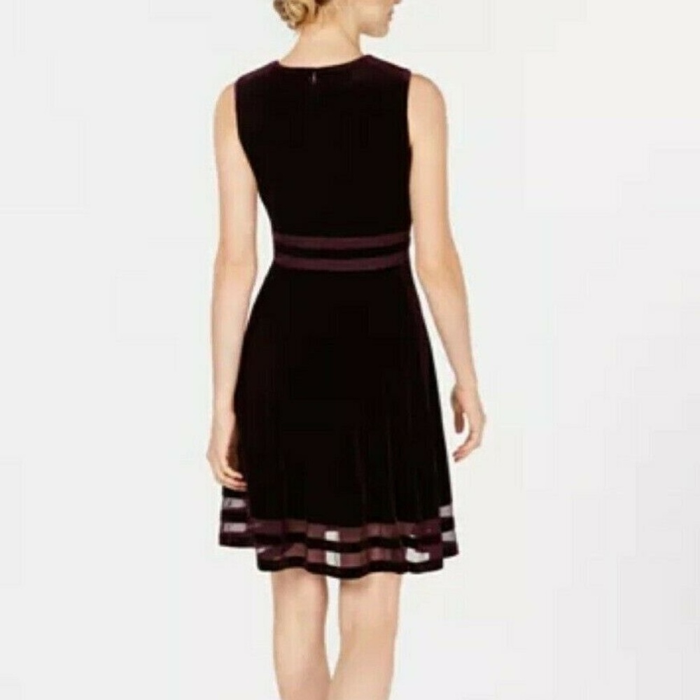 NWT Calvin Klein Velvet Fit Flare Illusion Dress - Picture 2 of 3